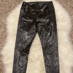 7 For All Mankind Black High-Shine Snake-Print Leggings